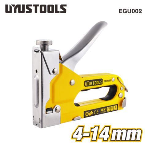 Uyustools EGU002 3-Way Staple Gun – Compatible with 4–14 mm Staples, Multi-Purpose Tacker for Upholstery, Woodworking & DIY