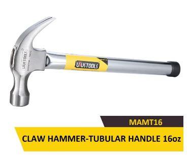 Uyustools MAMT16 16 OZ Claw Hammer – Durable Tubular Handle, Precision Balanced, Anti-Slip Grip for Carpentry & DIY