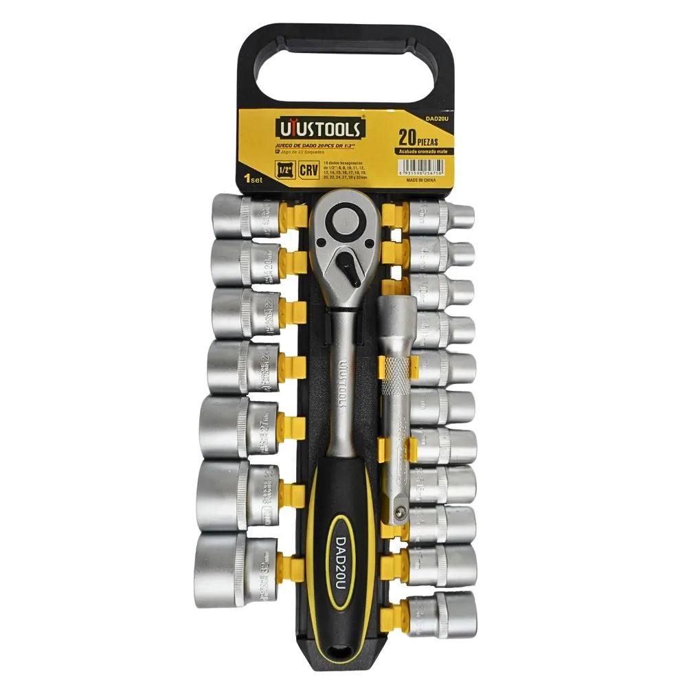 Uyustools DAD20U 20-Piece 1/2'' Socket Set – Heavy Duty, Durable & Versatile Tool Kit for Mechanics & DIY
