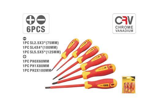 Uyustools DES06J 6-Pcs VDE Insulated Screwdriver Set – Insulated Electricians Tools, Anti-Slip Handles, Precision Tips, Safety Rated
