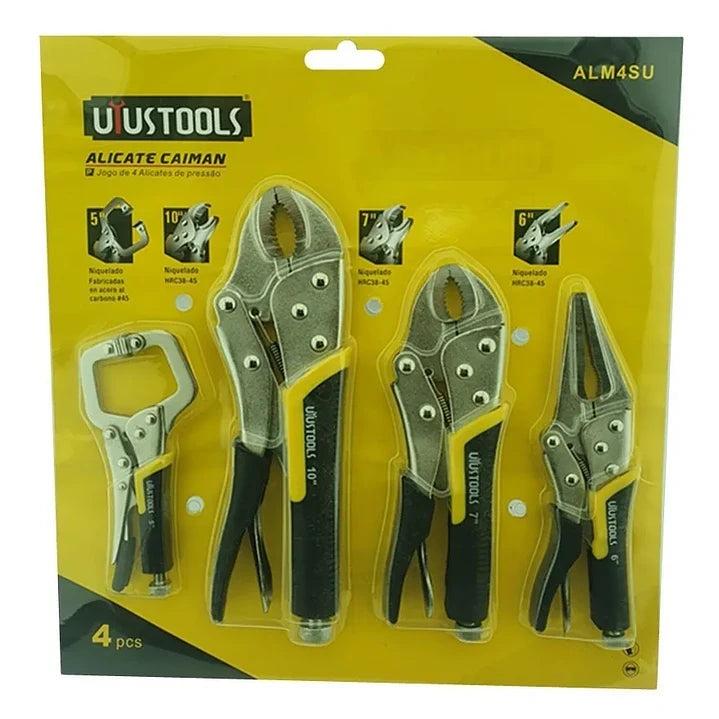 Uyustools ALM4SU 4 Pcs Locking Pliers Set – Heavy Duty, Multi-Purpose, Durable Grip Tools for DIY, Automotive & Workshop Use
