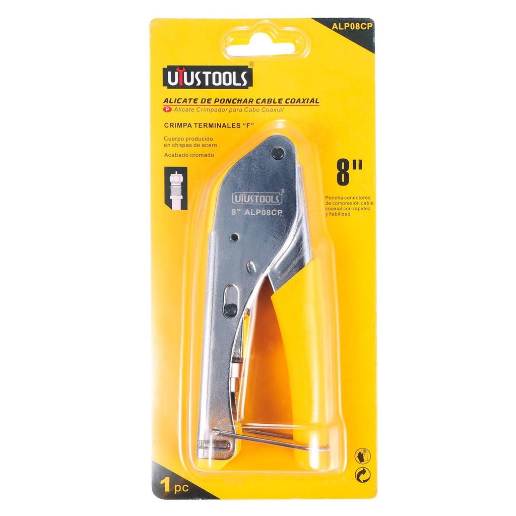 Uyustools ALP08CP 8" Crimping Pliers for Coaxial Cable – Heavy-Duty RG6/RG59 Crimper with Precise Compression & Ergonomic Pro Grip Tool