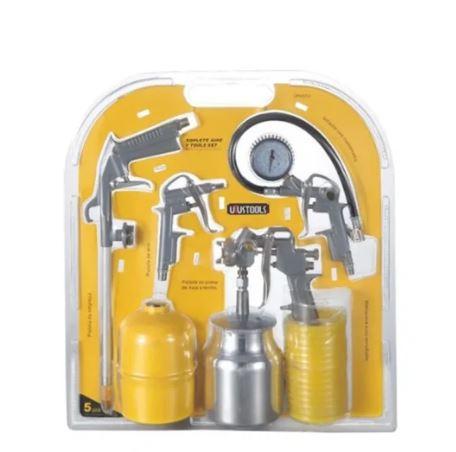 Uyustools SPA05U - 5 Pcs Spray Gun and Air Tool Accessory Kit - Complete Auto Body Painting Set - Durable Metal Construction - Professional Car Repair Tools
