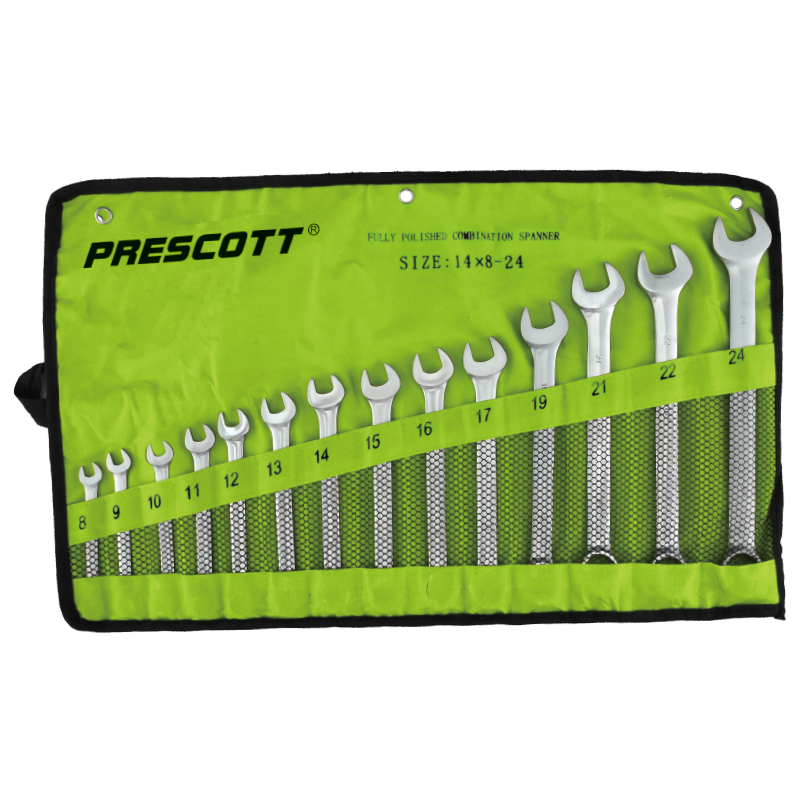 Prescott PHWC014 14-Piece Combination Spanners Set – Durable Chrome Vanadium Steel Wrenches for Professional & DIY Use