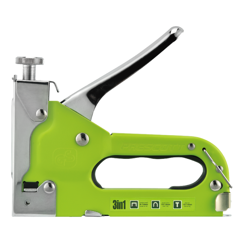 Prescott PHPSU02 3-Way Hand Staple Gun– Compatible with 4–14 mm Staples, Multi-Purpose Tacker for Upholstery, Woodworking & DIY