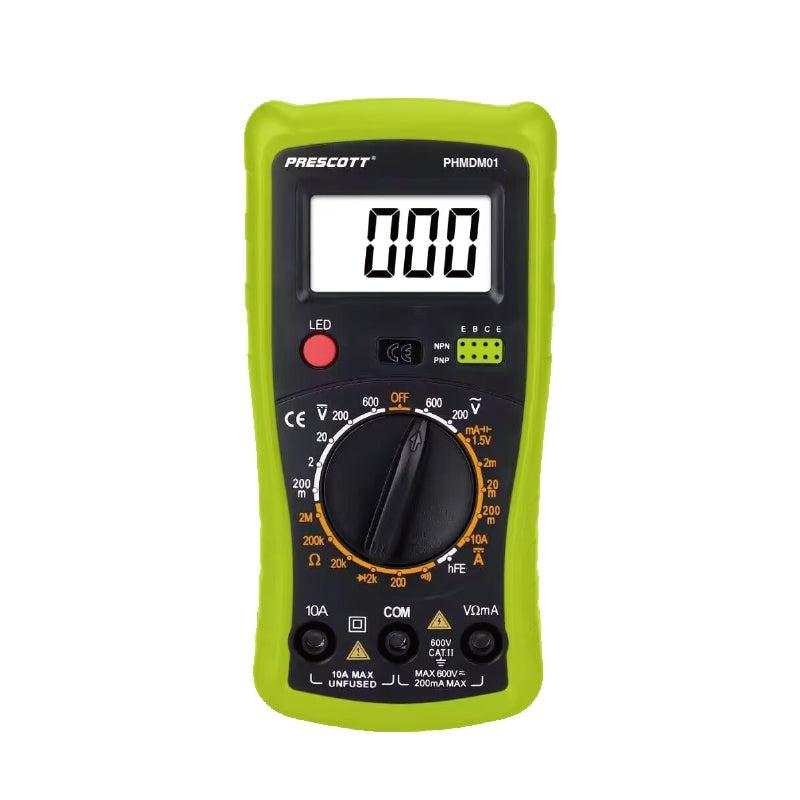 Prescott PHMDM01 Digital Multimeter – High-Precision AC DC Voltage Current Tester with Backlit LCD, Auto-Ranging, Continuity and Diode Measurement