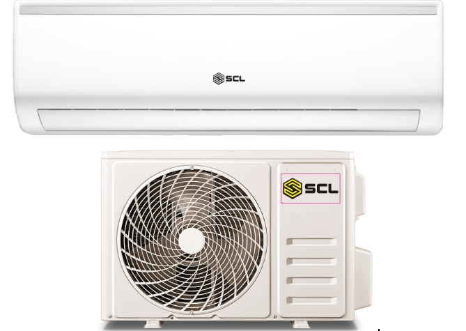 SCL On/Off Split Type Air Conditioner SCL-AC18OF01 – 18,000 BTU cooling capacity, R410A gas, energy-efficient performance, low-noise operation, and durable design for medium to large rooms.