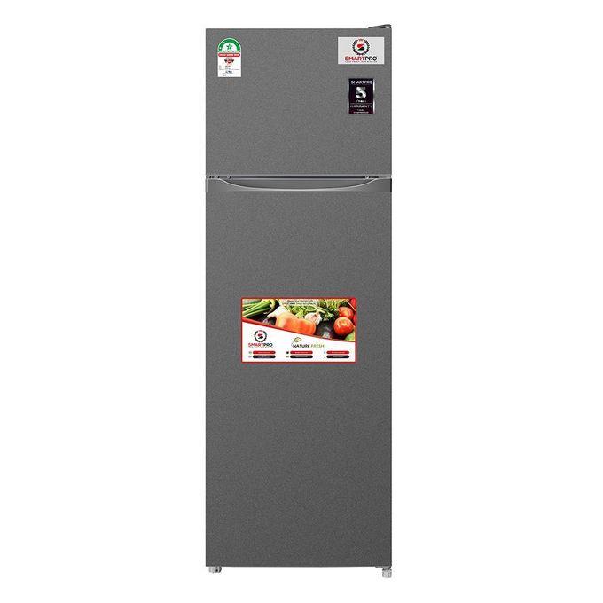 SmartPro SFR-210-DT-I 175L Double Door Refrigerator – Energy-Efficient Silver Fridge with Spacious Interior &amp; Fast Cooling