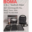 Boma BM-804B 4-in-1 Sandwich Maker – Non-Stick Plates, Grill, Waffle & Toaster Combo