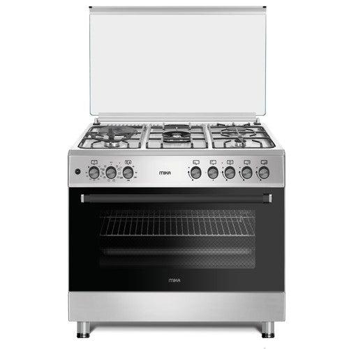 MIKA MST9041WEF10HI 90x60cm Standing Cooker – 4 Gas Pool Jet Burners + 1 Rapid Hot Plate, 10-Function Electric Oven with Air Fry & Convection, Rotisserie