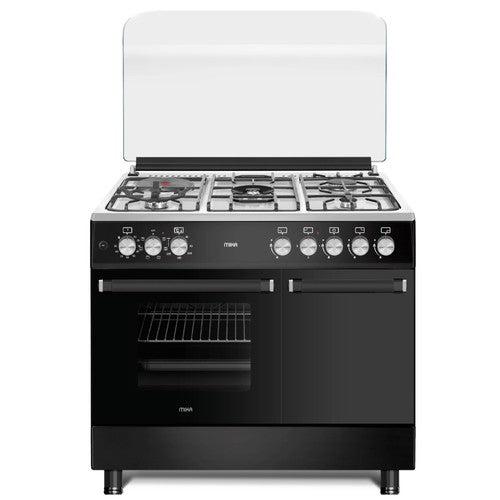 Mika MST9041WEG6BX 90x60cm Standing Cooker – 4 Gas Pool Jet Burners (1 Wok) + 1 Rapid Hot Plate with Electric Oven & Grill