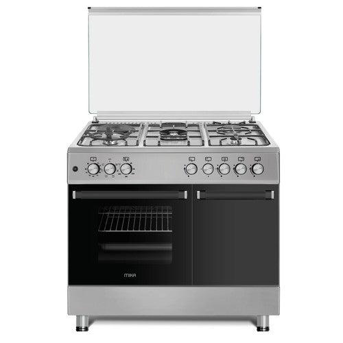 MIKA MST9041WEG6HI 90x60cm Standing Cooker – 4 Gas Pool Jet Burners with Electric Oven & Grill