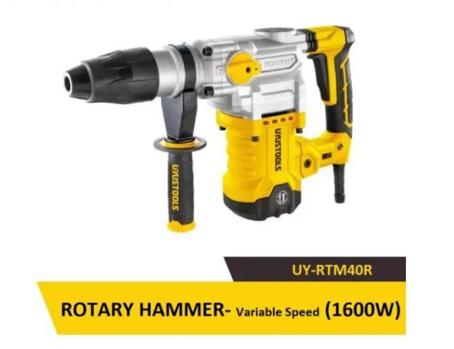 UYUSTOOLS UY‑RTM40R Rotary Hammer – Heavy-Duty Electric Demolition Drill, 40mm SDS Plus, 1050W Power, Variable Speed, Hammer Drill for Concrete, Masonry, Wall Chiseling & Construction Projects