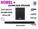 Nobel Plus NB11 Soundbar System Bluetooth, HDMI ARC, Optical/Coaxial Input, USB Support, 205W, FM Function, with Remote Function
