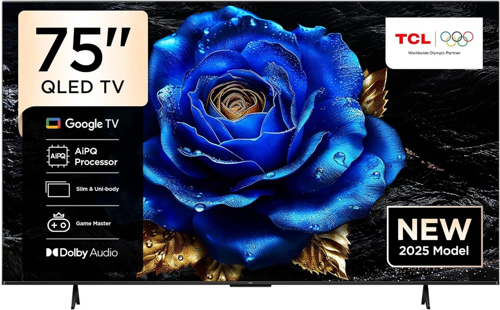 TCL 75T6C 75-Inch QLED 4K Smart Google TV-Massive 75” QLED display with 4K resolution, Google TV, Dolby Vision, and hands-free voice control