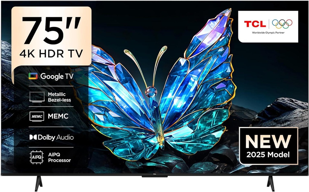 TCL 75V6C 75-Inch 4K UHD Smart Google TV-Ultra-large 75” 4K UHD display with Google TV, HDR support, and built-in Google Assistant