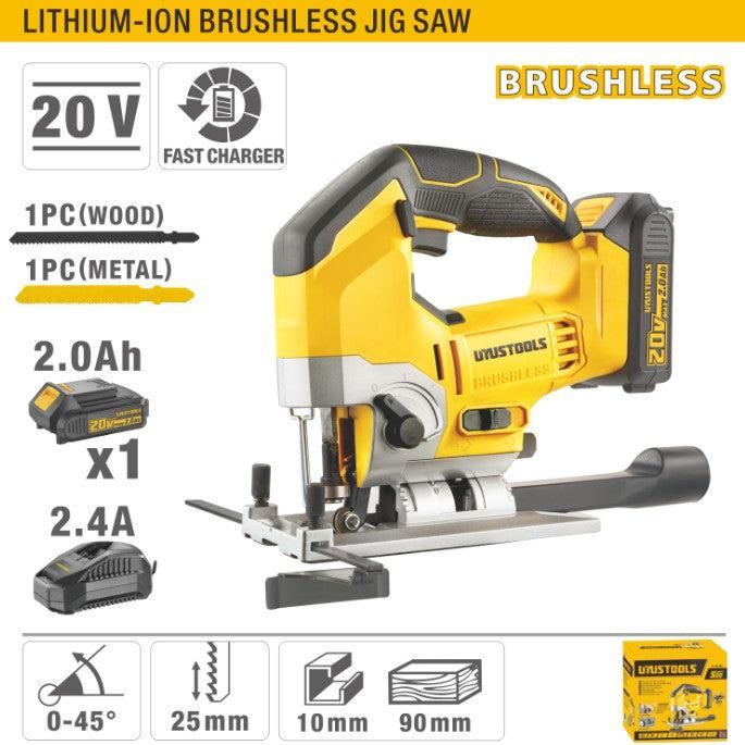 UYUSTOOLS CJS-ICL202 Brushless Cordless Jig Saw – 20V Lithium-Ion Power Tool with Adjustable Speed, Orbital Action & Dust Blower for Smooth, Accurate Cuts