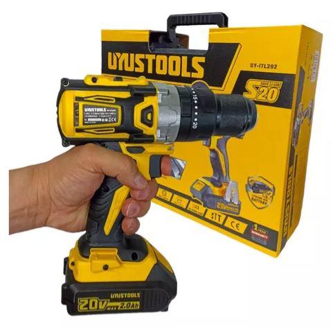 UYUSTOOLS CD-ITL202 13mm Lithium-Ion Brushless Impact Drill – Cordless Heavy-Duty Power Tool for Wood, Metal & Concrete Drilling with Long-Lasting Battery