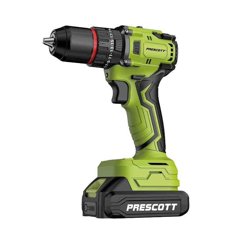 Prescott PT4002112T 21V Cordless Drill – High Power Electric Drill Driver with Lithium Battery, Fast Charger, Variable Speed, LED Light & Carry Case for Home, DIY & Professional Use