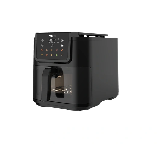 Von VAF080DSTK 8L Slim Digital Air Fryer – Large Capacity, Smart Touch Control, Oil-Free Cooking, and Fast Heating for Healthy Meals