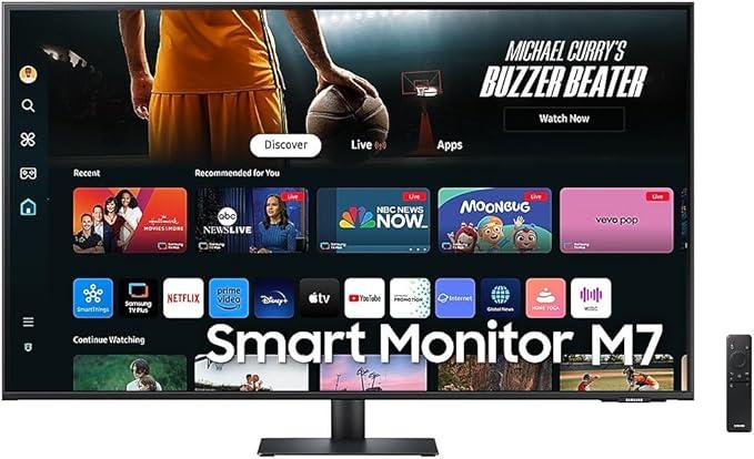 Samsung M7 Smart Monitor 43" UHD 4K (LS43DM702UMXUE) – Large 43" UHD 4K smart monitor with built-in apps, Wi-Fi, and remote PC access