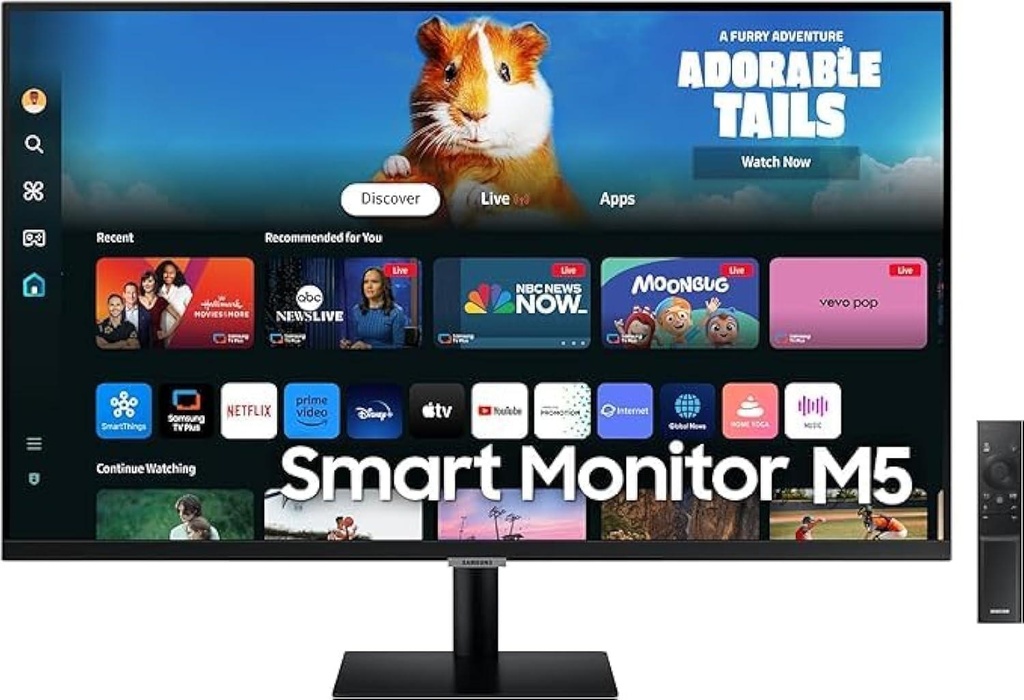 Samsung M5 Smart Monitor 27" Flat FHD (LS27BM500EMXUE) – Smart all-in-one display with built-in apps, Wi-Fi, remote access & Adaptive Picture