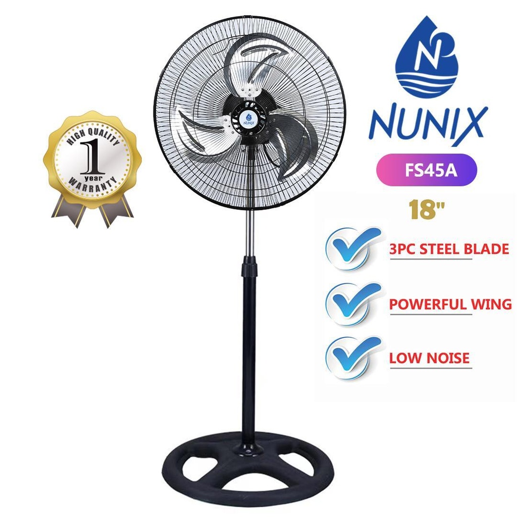 Nunix 18-Inch Free-Standing Fan with Steel Blade
