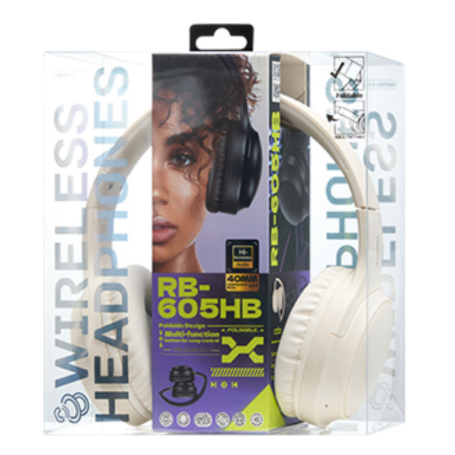 Remax RB-605HB 800mAh Foldable Wireless Headphones - 66H Battery Life - 3H Charge