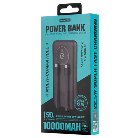 Remax RPP-37 10000mAh Power Bank 20W + 22.5W Dual Fast Charging Built-in Cables For iPhone / Android