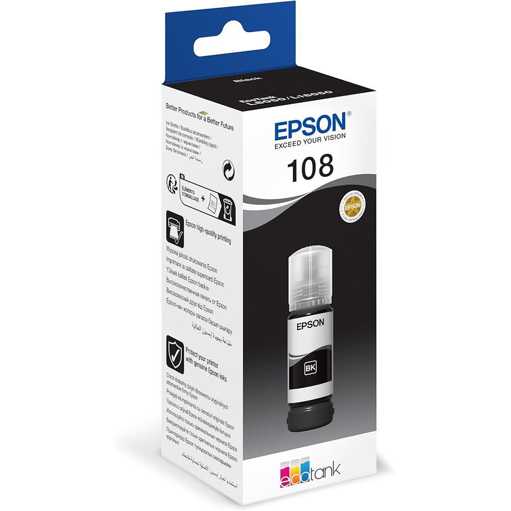 Epson C13T09C24A 108 EcoTank Cyan Black ink bottle,70ml Ink Cartridge