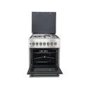 MIKA MST6231E4SB 60x60cm Standing Cooker – 3 Gas Pool Jet Burners + 1 Electric Hot Plate, 4-Function Electric Oven with Rotisserie, Mirror Black Hob & Silver Body