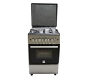 MIKA MST5060U31PSB Standing Cooker 50x60cm – 3 Gas Pool Jet Burners + 1 Rapid Hot Plate, 4-Function Electric Oven with Rotisserie, Silver & Black Finish