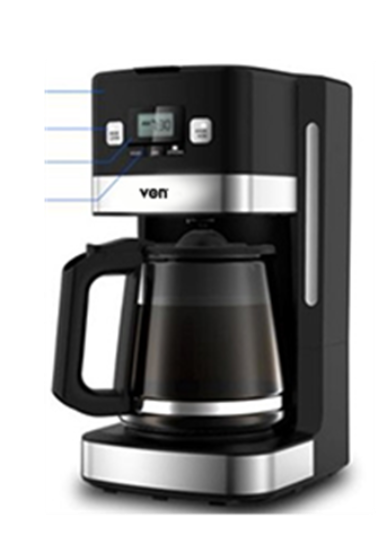 VON VCMD-901DK 1500W Drip Coffee Maker – Fast Brewing, Energy-Efficient & Stylish Coffee Machine for Homes and Offices