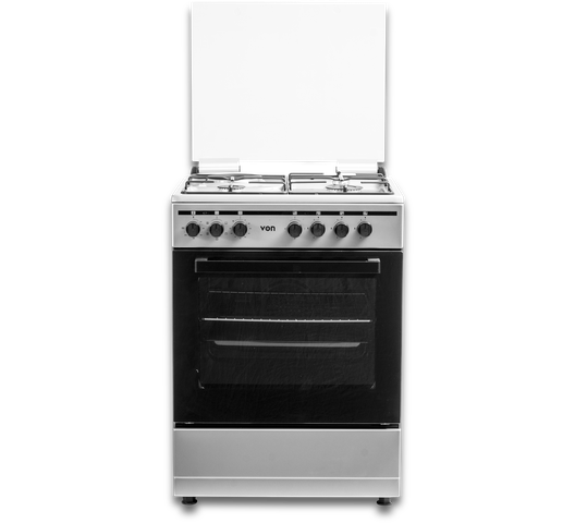 VON VCF663151FSY Freestanding Cooker – 3 Gas + 1 Electric Burners, Durable Enamel Pan Support & Flame Failure Safety Device