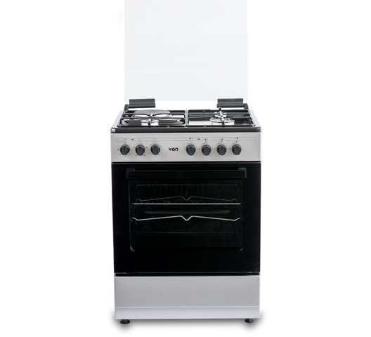 Von VCF653131NSY 3+1 Standing Cooker – 3 Gas Burners + 1 Electric Hotplate with Oven, Durable & Efficient Cooker for Homes