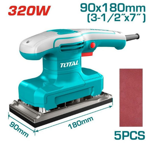 Total Finishing Sander TF1301836 – 130W Electric Handheld Orbital Sander for Wood & DIY Projects