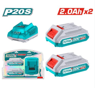 Total TFBCPK1222 – P20S 20V Lithium-Ion Battery & Charger Kit for Total Tools - Fast Charging Power Tool Accessory