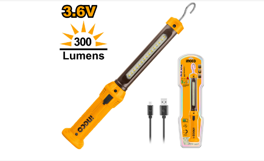 INGCO HWLI35261 Cordless LED Work Lamp – Rechargeable Portable Job Site Light (20V)