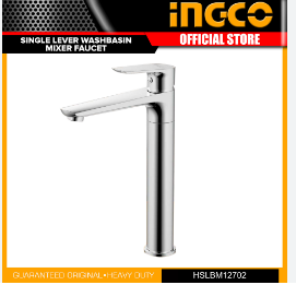INGCO HSLBM12702 Single Lever Washbasin Mixer – Chrome Bathroom Sink Tap - Modern Basin Faucet