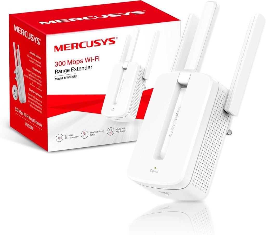 Mercusys MW300RE 300Mbps Wi-Fi Range Extender, Wireless Signal Booster and Access Point.