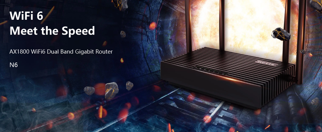 Netis NBW1800AX WiFi 6 Mesh Router - AX1800 Dual Band, 5-Port Gigabit