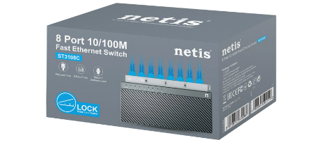 Netis ST3108C 8-Port Fast Ethernet Switch - Plug & Play Desktop Network Switch