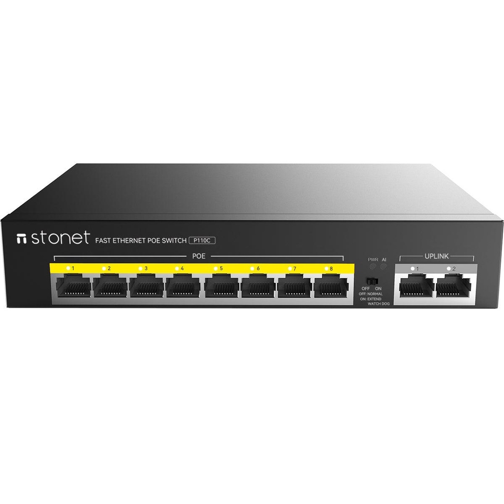 Netis P110C 8 POE+2 Uplink 100M Standard Fast Ethernet POE/POE+ Switch with Plug and Play | IEEE 802.3at/af Compliant Powered Devices (PDs) with Auto MDI/MDIX Function | POE Power Budget of 120 W