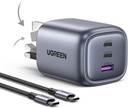 UGREEN X755 Nexode Pro 65W 3-Port GaN Fast Charger (UK Plug) Grey + 1.5M 100W USB-C Cable UG-25872 – Compact PD Fast Charging Adapter