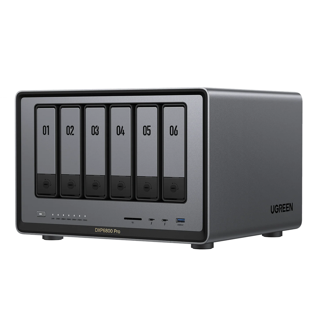 UGREEN NASync DXP6800 Pro 6-Bay NAS – Intel Core i5, 8GB DDR5, 128GB SSD, 10GbE, 8K HDMI – CM720 Network Attached Storage