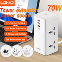 LDNIO (SC4383) 70W Tower PD Adapter Multifunctional Chargers Desktop Power Extension - 4 Way + 2 USB-C + 1 USB-A