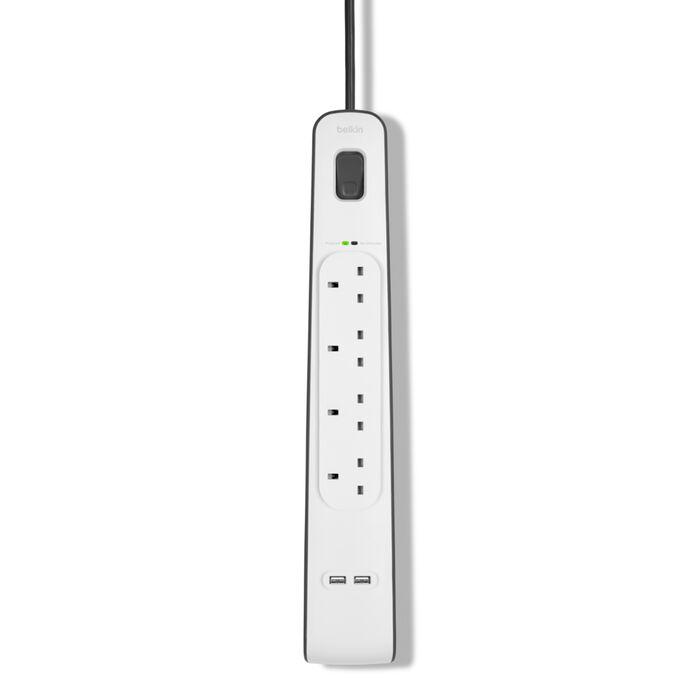 Belkin BSV401AF2M 2.4 Amp USB Charger 4-outlet Surge Protection Strip,with Dual USB Ports
