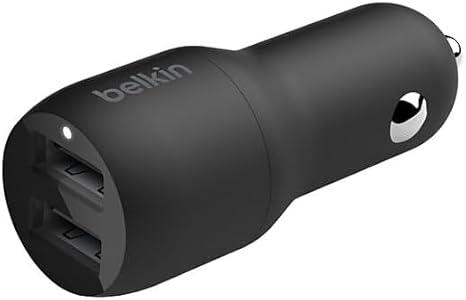 Belkin CCB001BTBK Boost Charge Dual USB Car Charger 24 W+USB-A to USB-C cable