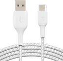 Belkin CAB002BT1MWH Braided USB-A to USB-C Cable 1M – White