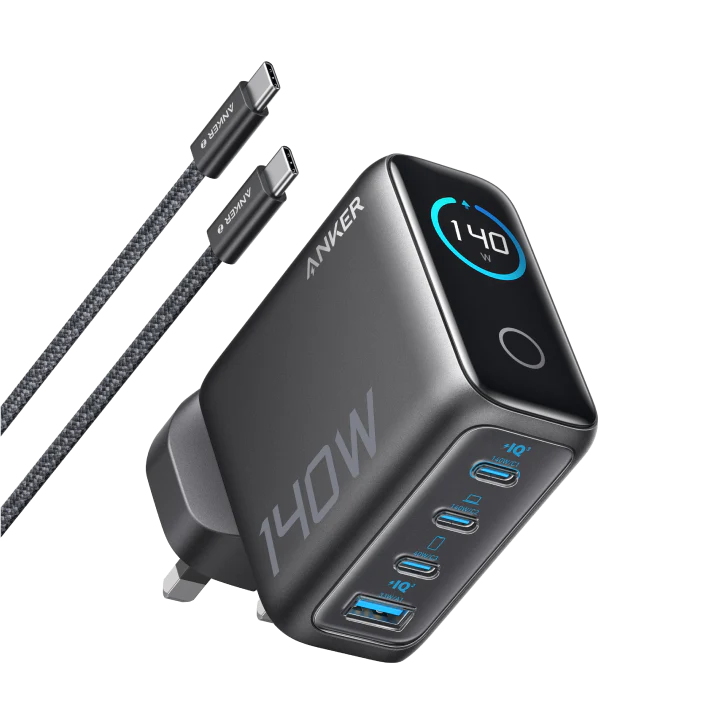 Anker Zolo B2697KZ1 140W 4-Port GaN Charger - High-speed multi-device charging with intelligent power distribution for laptops, tablets and smartphones